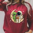 Reading Astronaut & Alien Reading Bookworm Reader Raglan Sleeve Sweatshirt Heather Dust