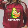 Reading Avocado Book School Librarian Abookado Raglan Sleeve Sweatshirt Heather Dust