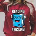 Reading Is Awesome Book Nerd Librarian Raglan Sleeve Sweatshirt Heather Dust