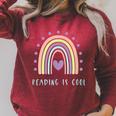 Reading Book Club English Teacher Writer Cute Colorful Men Women Raglan Sleeve Sweatshirt Heather Dust