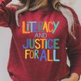 Reading Book Club Literacy And Justice For All Librarian Raglan Sleeve Sweatshirt Heather Dust
