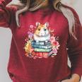 Reading Books Booklover Hamster And Watercolor Books Raglan Sleeve Sweatshirt Heather Dust