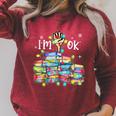 Reading Books I'm Ok National Book Lovers Lights Christmas Raglan Sleeve Sweatshirt Heather Dust