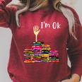Reading Books Librarian Reader Nerd I'm Ok Teacher School Raglan Sleeve Sweatshirt Heather Dust