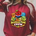 Reading Crew Teacher Literacy Classroom Book Raglan Sleeve Sweatshirt Heather Dust