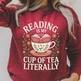Reading Is My Cup Of Tea Book Lover Tea Drinker Raglan Sleeve Sweatshirt Heather Dust