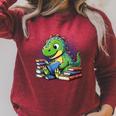 Reading Dinosaur Book Lover Cute Dino Reading Raglan Sleeve Sweatshirt Heather Dust Reading Dinosaur Book Lover Cute Dino Reading Raglan Sleeve Sweatshirt Heather Dust