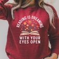 Reading Is Dreaming With Your Eyes Open Book Lover Relaxed Raglan Sleeve Sweatshirt Heather Dust Reading Is Dreaming With Your Eyes Open Book Lover Relaxed Raglan Sleeve Sweatshirt Heather Dust