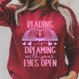 Reading Is Dreaming With Your Eyes Open Cute Quote Books Premium Tri-Blend Raglan Sleeve Sweatshirt Heather Dust