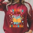 Reading Is For Everyone Book Lover Bookworm Bookish Groovy Raglan Sleeve Sweatshirt Heather Dust