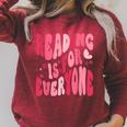 Reading Is For Everyone Books Lover Librarian Bookish Groovy Raglan Sleeve Sweatshirt Heather Dust
