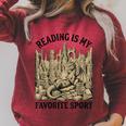 Reading Is My Favorite Sport Dragon Book Lover Bookworm Raglan Sleeve Sweatshirt Heather Dust