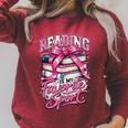 Reading Is My Favorite Sport Pink Bow Coquette Book Lover Raglan Sleeve Sweatshirt Heather Dust
