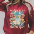 Reading Is My Favorite Sport Vintage Book Lover Cozy Reading Raglan Sleeve Sweatshirt Heather Dust