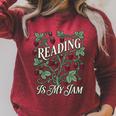Reading Is My Jam Book Lover Botanical Strawberry Art Comfort Colors Crop Top Raglan Sleeve Sweatshirt Heather Dust