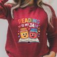 Reading Is My Jam Book Lover Humor Raglan Sleeve Sweatshirt Heather Dust Reading Is My Jam Book Lover Humor Raglan Sleeve Sweatshirt Heather Dust