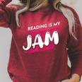 Reading Is My Jam Book Lover And Reading Teacher Men Women Kids Raglan Sleeve Sweatshirt Heather Dust