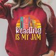 Reading Is My Jam Bookworm Book Reading Raglan Sleeve Sweatshirt Heather Dust