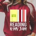 Reading Is My Jam Quote Teachers And Books Lovers For Men Women Kids Raglan Sleeve Sweatshirt Heather Dust