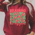 Reading Is My Jam Strawberry Bookish Book Lover Reader Nerd Raglan Sleeve Sweatshirt Heather Dust Reading Is My Jam Strawberry Bookish Book Lover Reader Nerd Raglan Sleeve Sweatshirt Heather Dust