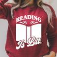 Reading Is Lit Book Lover Raglan Sleeve Sweatshirt Heather Dust