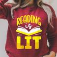 Reading Is Lit Bookworm Book Reading Raglan Sleeve Sweatshirt Heather Dust
