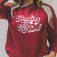 Reading Is Lit Men Women Kids Read Book Lover Raglan Sleeve Sweatshirt Heather Dust