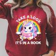 Reading Take Look Its In A Book Toddler Girls Rainbow Lover Raglan Sleeve Sweatshirt Heather Dust