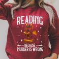 Reading Makes Me Feel Less Murdery Book Dragon Raglan Sleeve Sweatshirt Heather Dust