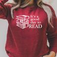Reading Men Women Kids Books It's A Good Day To Read Raglan Sleeve Sweatshirt Heather Dust
