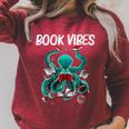 Reading For Men Women Octopus Books Geek Read Learning Raglan Sleeve Sweatshirt Heather Dust