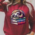 Reading Muffler Sloth On Stack Of Books Raglan Sleeve Sweatshirt Heather Dust