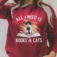 Reading All I Need Is Books & Cats Raglan Sleeve Sweatshirt Heather Dust Reading All I Need Is Books & Cats Raglan Sleeve Sweatshirt Heather Dust