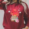 Reading Octopus Tea Coffee And Books Lover Raglan Sleeve Sweatshirt Heather Dust