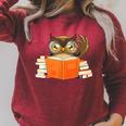 Reading Owl Art Men Women Kids Bookworm Book Lovers Raglan Sleeve Sweatshirt Heather Dust