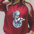 Reading Read Books Reader Nerd Cartoon Astronaut Moon Raglan Sleeve Sweatshirt Heather Dust
