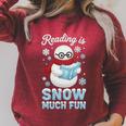 Reading Is Snow Much Fun Book Lover Winter Snowman Humor Raglan Sleeve Sweatshirt Heather Dust