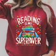 Reading Is My Superpower Bookworm Book Lover Raglan Sleeve Sweatshirt Heather Dust