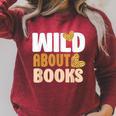 Reading Teacher Book Reader Student Leopard Wild About Books For Men Women Raglan Sleeve Sweatshirt Heather Dust