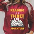 Reading Is A Ticket To Adventure Book Reader Lover Bookworm Raglan Sleeve Sweatshirt Heather Dust
