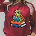 Reading Turtle Bookworm Cute Turtle With Glasses Books Raglan Sleeve Sweatshirt Heather Dust