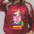 Reading Unicorn Cute Book Lover Bookworm Women Girls Raglan Sleeve Sweatshirt Heather Dust