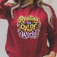 Reading Is Out Of This World Reader Book Him Her Library Raglan Sleeve Sweatshirt Heather Dust