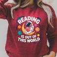 Reading Is Out Of This World Space Books Lover Raglan Sleeve Sweatshirt Heather Dust