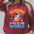 Reading Is Out Of This World Space Read Books Lover Raglan Sleeve Sweatshirt Heather Dust