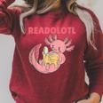 Readolotl An Axolotl That Read Many Books Axolotl Raglan Sleeve Sweatshirt Heather Dust