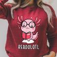 Readolotl Cute Axolotl Book Lover Raglan Sleeve Sweatshirt Heather Dust