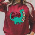 Readosaurus Cute Dinosaur Reading Books Reading Raglan Sleeve Sweatshirt Heather Dust