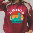 Readosaurus Reading Book Dino Fossils Dinsosaur Raglan Sleeve Sweatshirt Heather Dust