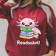 Readsalotl Axolotl Book Reading Raglan Sleeve Sweatshirt Heather Dust